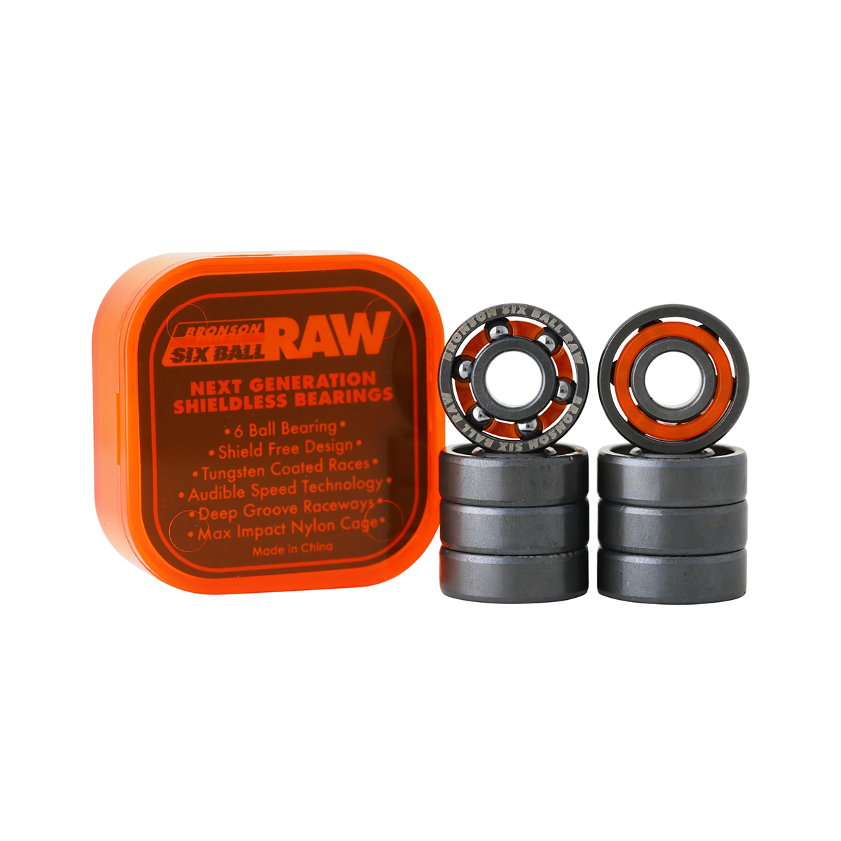 Bronson 6-Ball Raw Skate Bearings